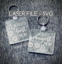 Load image into Gallery viewer, DIGITAL DOWNLOAD Mother's Day Keychain svg bundles, Digital Cut File, World's Best Mom, World's Okayest Mom, Henna, Flowers, Gifts