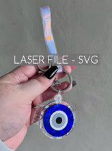 Load image into Gallery viewer, DIGITAL DOWNLOAD Layered Evil Eye Symbol Keychain svg, Digital Cut File, Spiritual Keychain, Evil Eye Charm, Lucky Eye, Scrap Buster