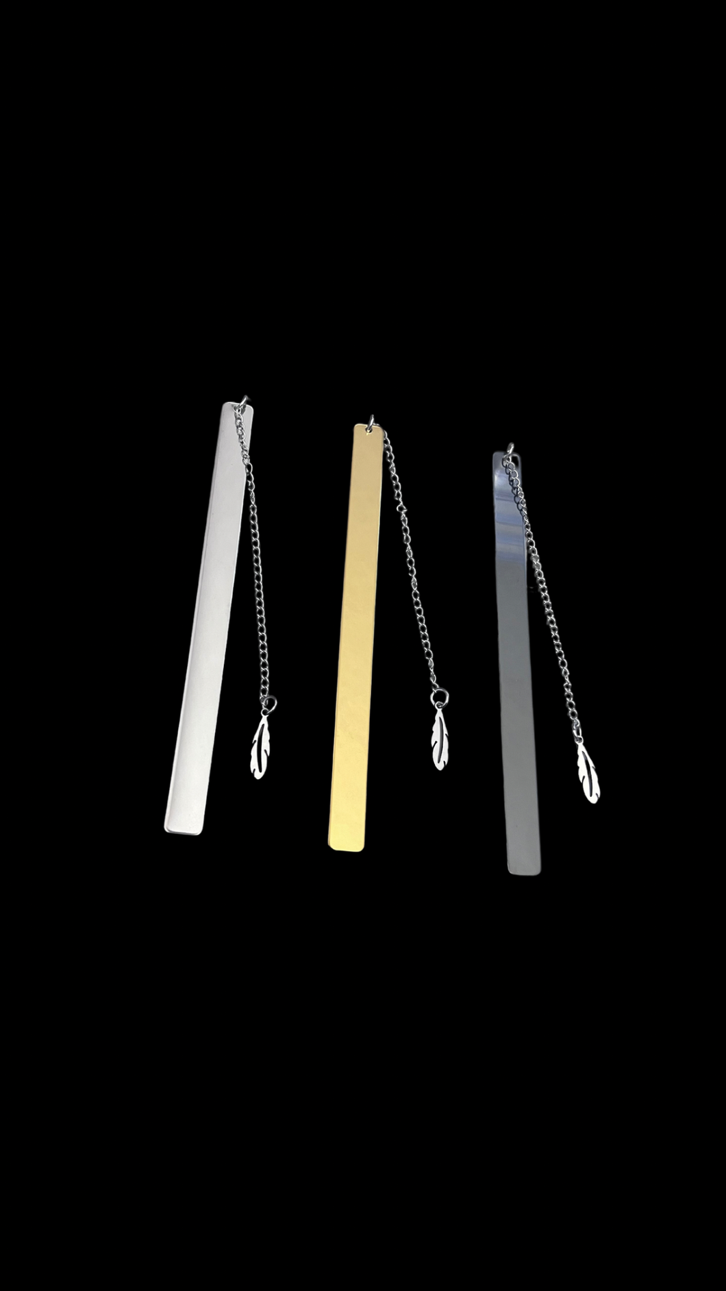 Thin Metal Bookmarks w/ Feather Charm