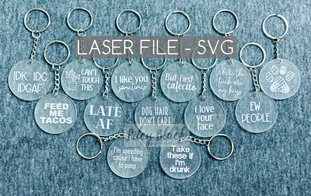 DIGITAL DOWNLOAD Funny Keychains svg, Digital Cut File, Good for using up scraps, 13 Different Sayings