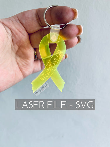 DIGITAL DOWNLOAD Hand-drawn Cancer Ribbon Keychain svg, Digital Cut File, Cancer Awareness