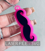 Load image into Gallery viewer, DIGITAL DOWNLOAD Layered Mustache Keychain svg, Digital Cut File
